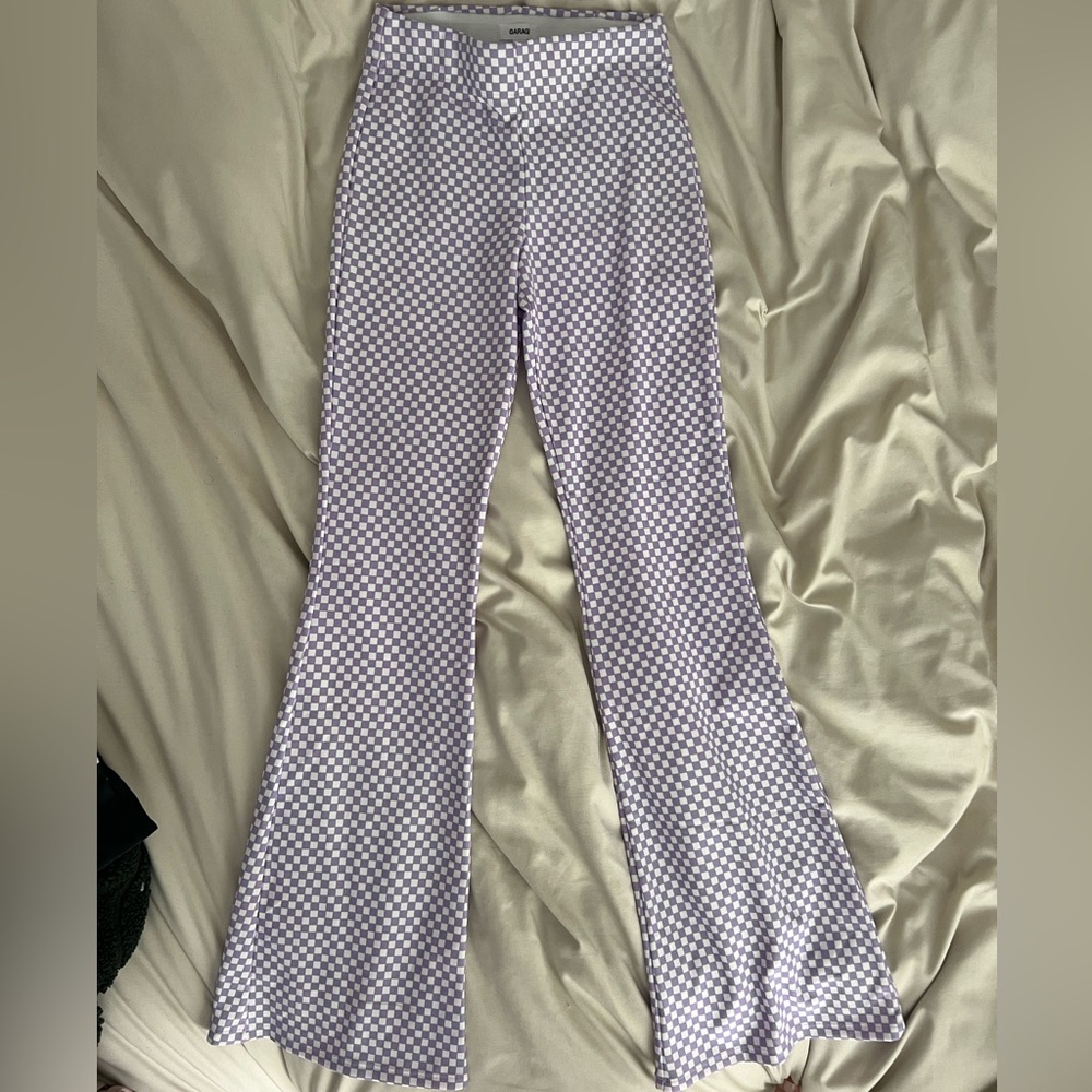 GARAGE XS Odessa Checkered Stretch Flare Pants